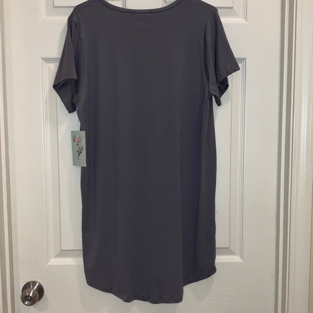 Soho Apparel Soft Floral Be Joyful Always Lounge Sleep Gown Gray Orange White - Picture 3 of 4
